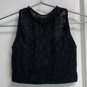 Adam Seeman Black Mesh with Stars Sports Bra Size Small